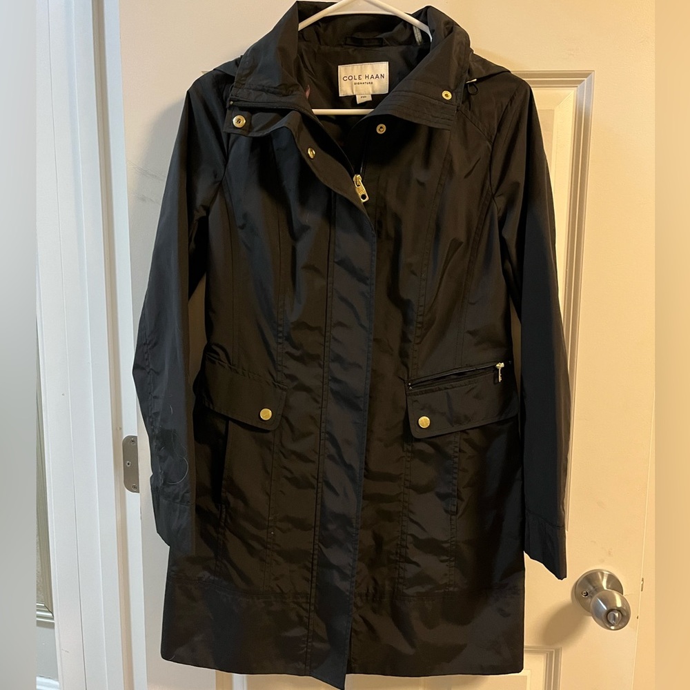 Black Petite XS Cole Haan Raincoat